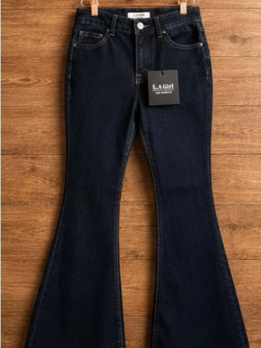 L.A. Girl Los Angeles Dark Wash High Rise Flare Jeans Size 7 NWT
